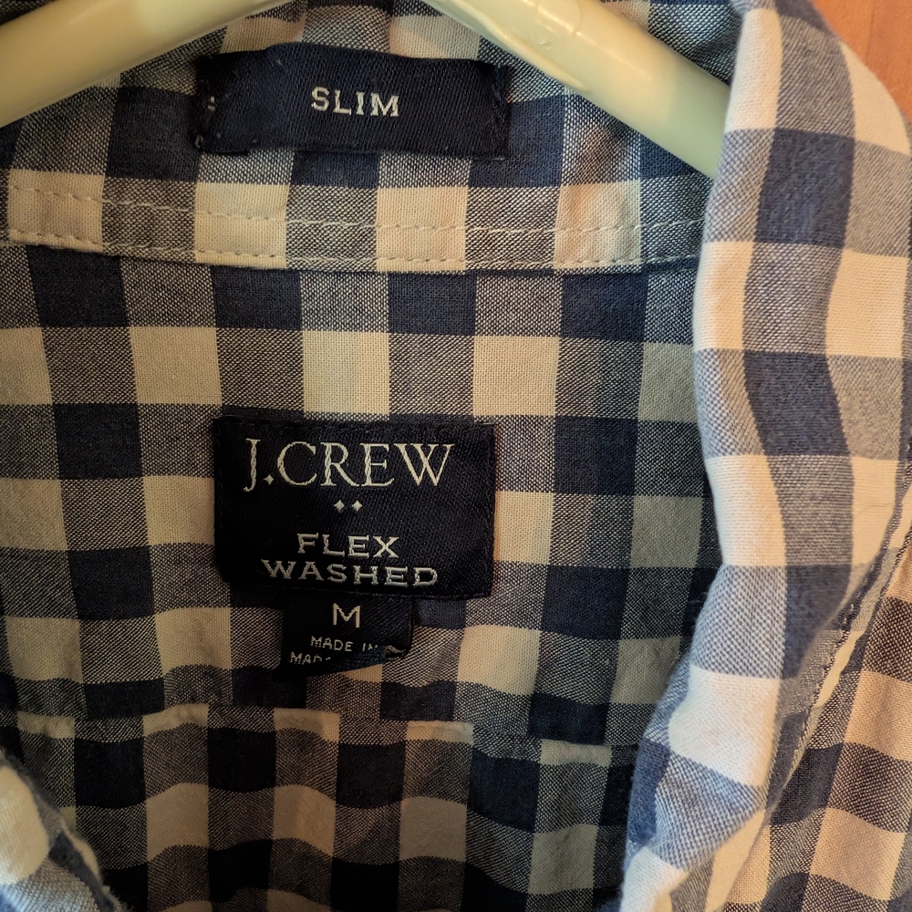 J. Crew Men's Blue Checkered Slim Shirt